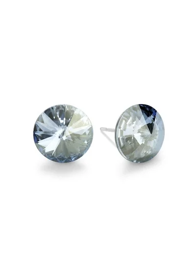 Seona Seona Ella 10mm Crystal Stud Earrings  – Hypoallergenic Stainless Steel Stud Earrings for Women, Elegant Crystal Rivoli Jewelry Earrings for Everyday and Special Occasions -  Blue Shade